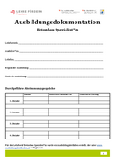 Betonbauspezialist:in - Ausbildungsdokumentation